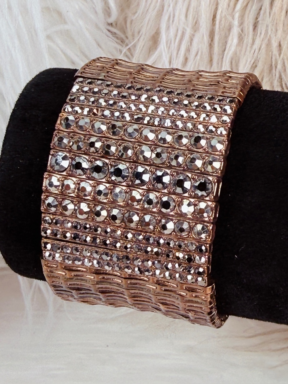 Coppertone Crystal-Embellished Wide Stretch Bracelet